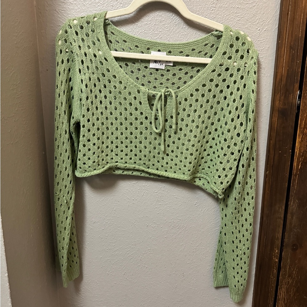 Princess Polly Light Green Knit Crop Top